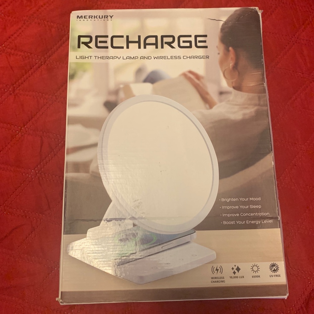 Merkury Innovations Recharge Light Therapy Lamp with Wireless Charger UV Free